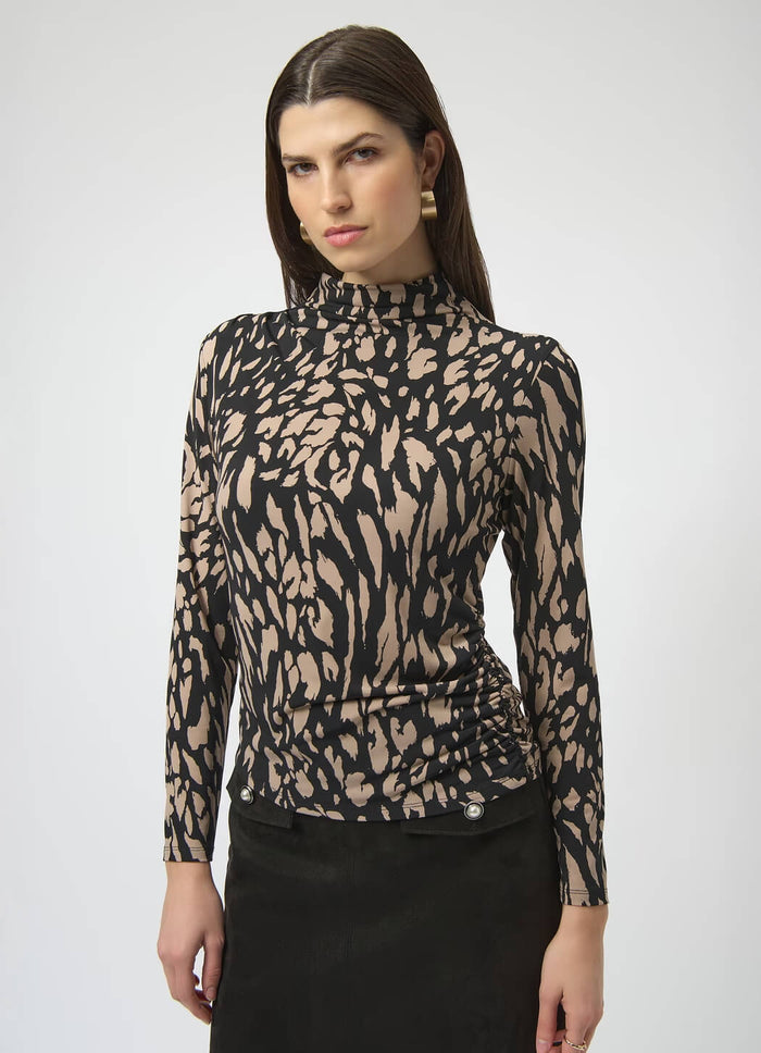 Joseph Ribkoff Animal Print High-Neck Top
