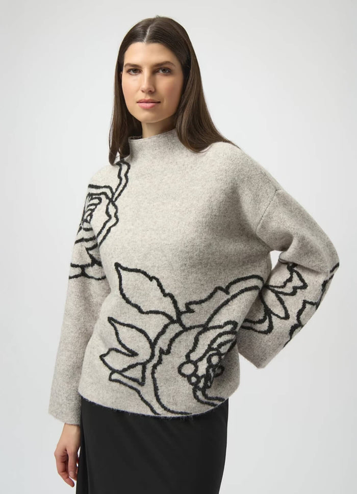 Joseph Ribkoff Floral Print Mock-Neck Sweater