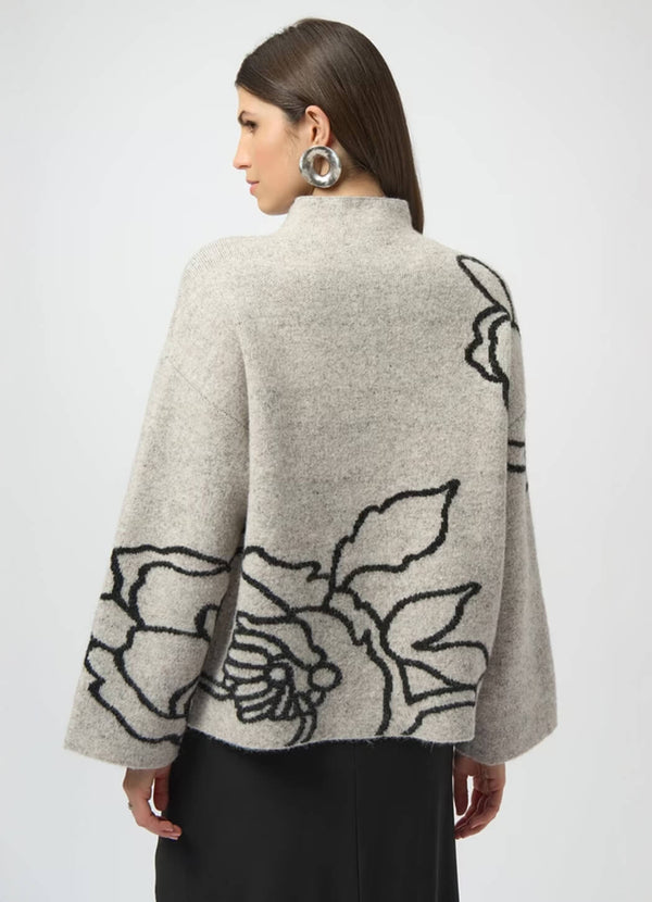 Joseph Ribkoff Floral Print Mock-Neck Sweater