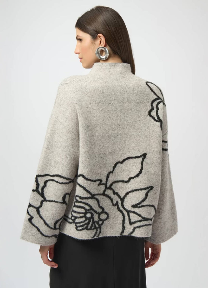 Joseph Ribkoff Floral Print Mock-Neck Sweater