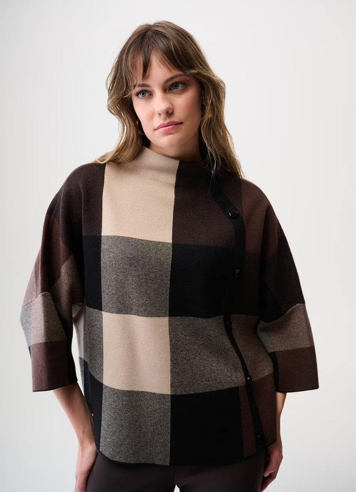 Joseph Ribkoff Mock Neck Plaid Sweater