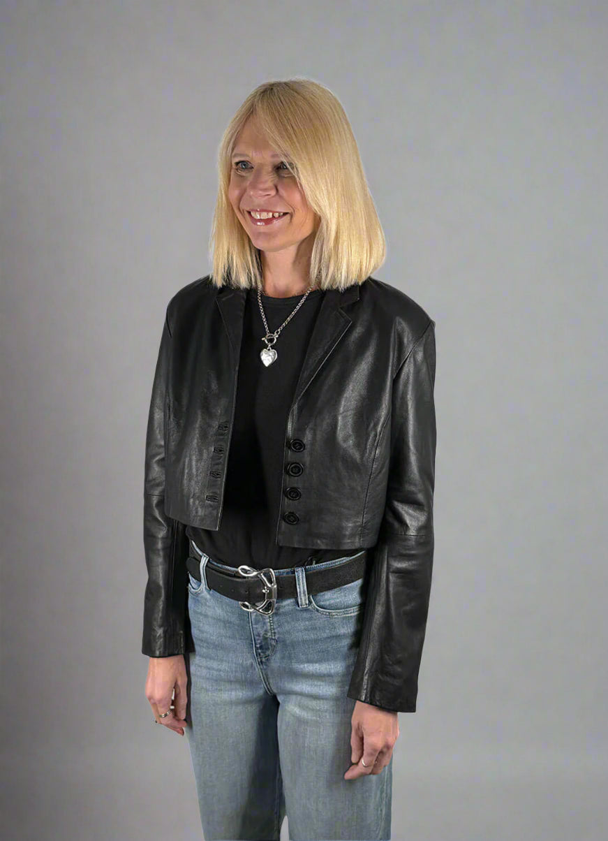 Freaky Nation Cropped Leather Jacket