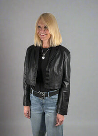 Freaky Nation Cropped Leather Jacket