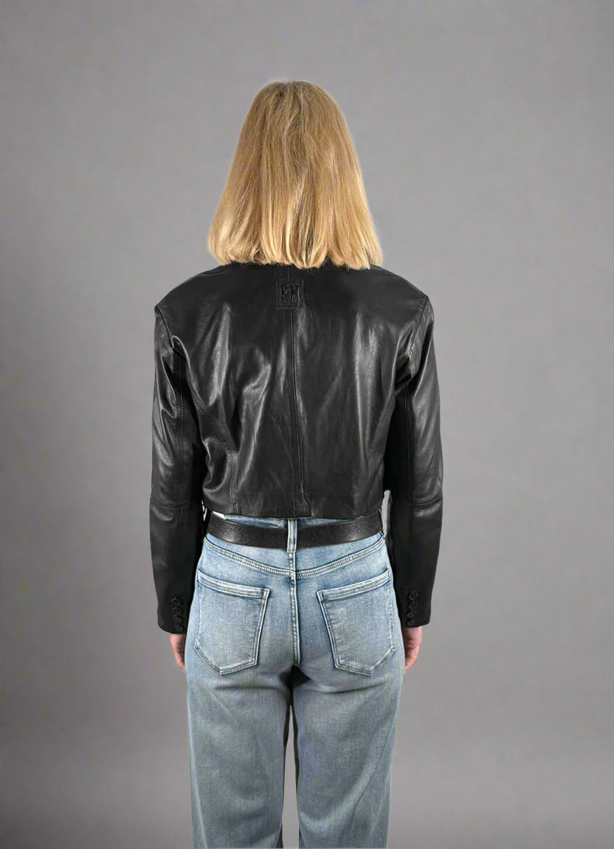 Freaky Nation Cropped Leather Jacket