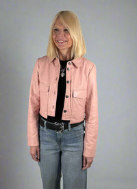Freaky Nation Cropped Four-Pocket Leather Jacket