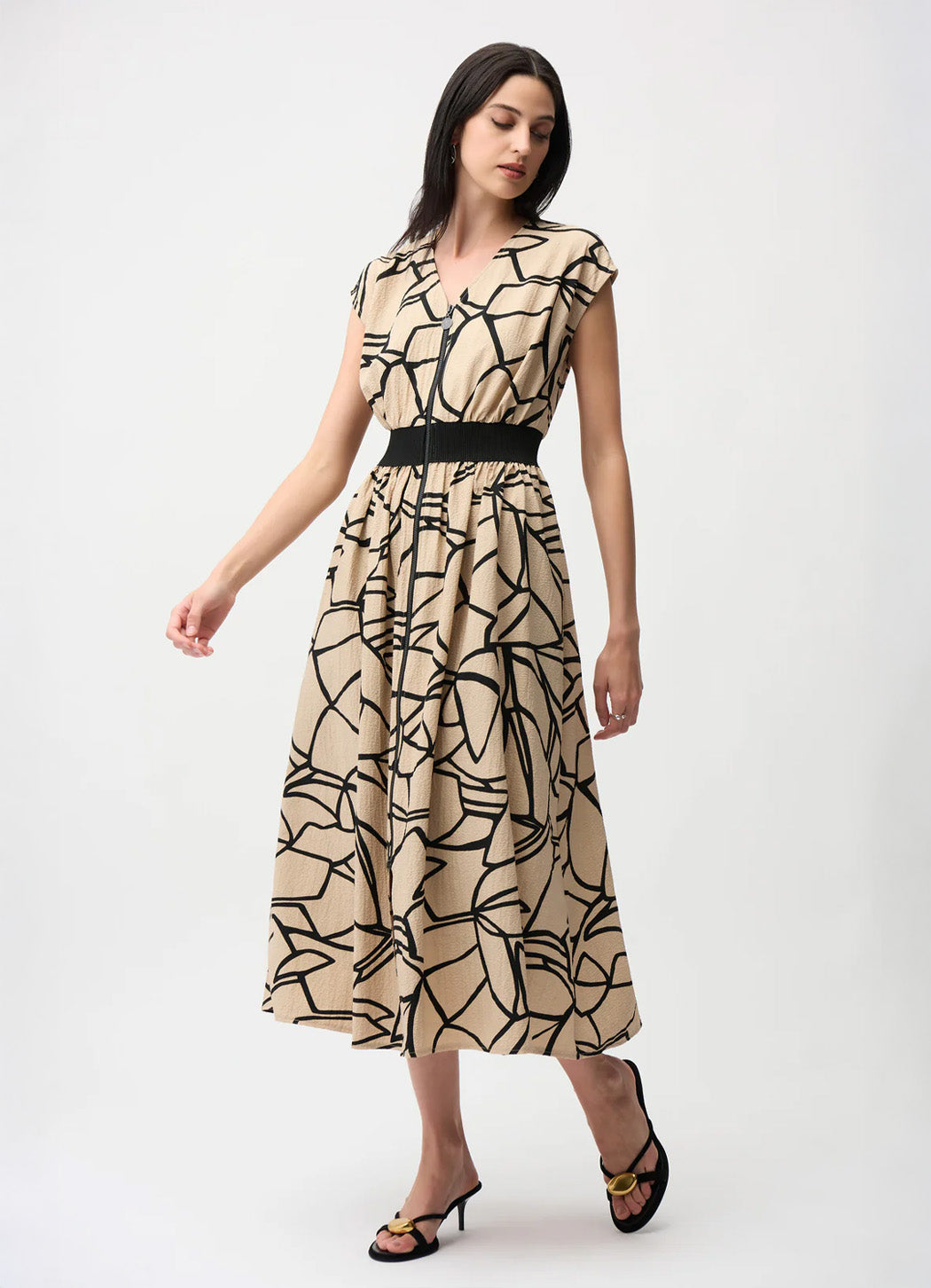 Joseph Ribkoff Seersucker Abstract Print Fit and Flare Dress