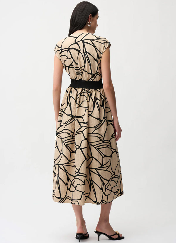 Joseph Ribkoff Seersucker Abstract Print Fit and Flare Dress