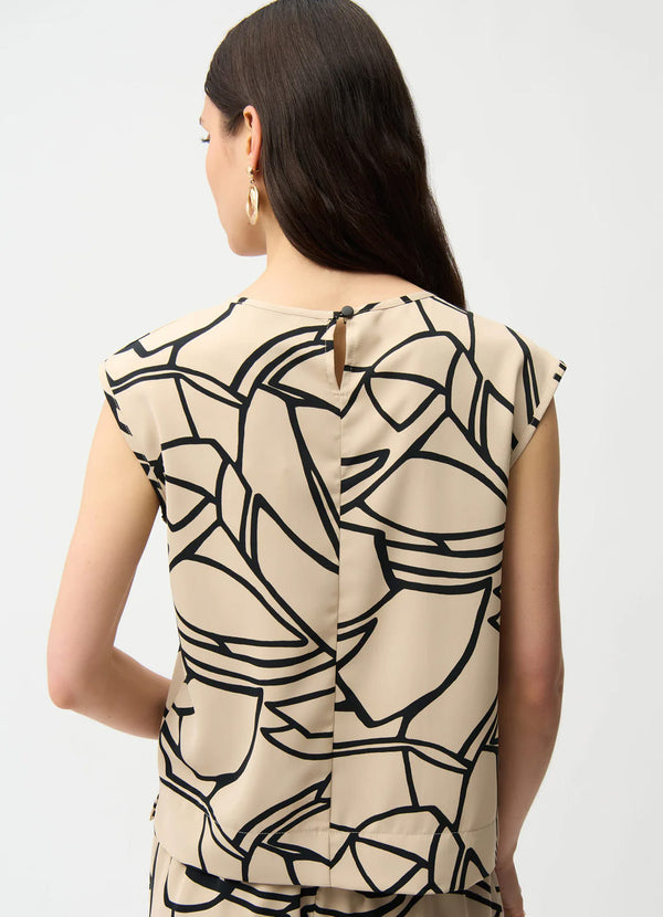 Joseph Ribkoff Woven Abstract Print Boxy Top