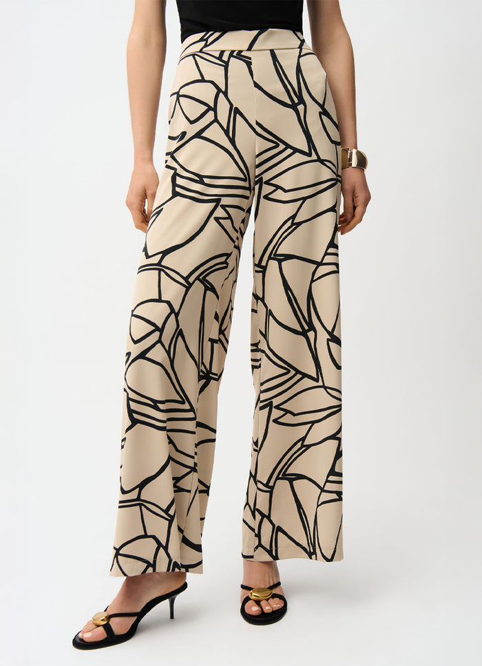 Joseph Ribkoff Woven Abstract Print Wide Leg Pull-On Pants