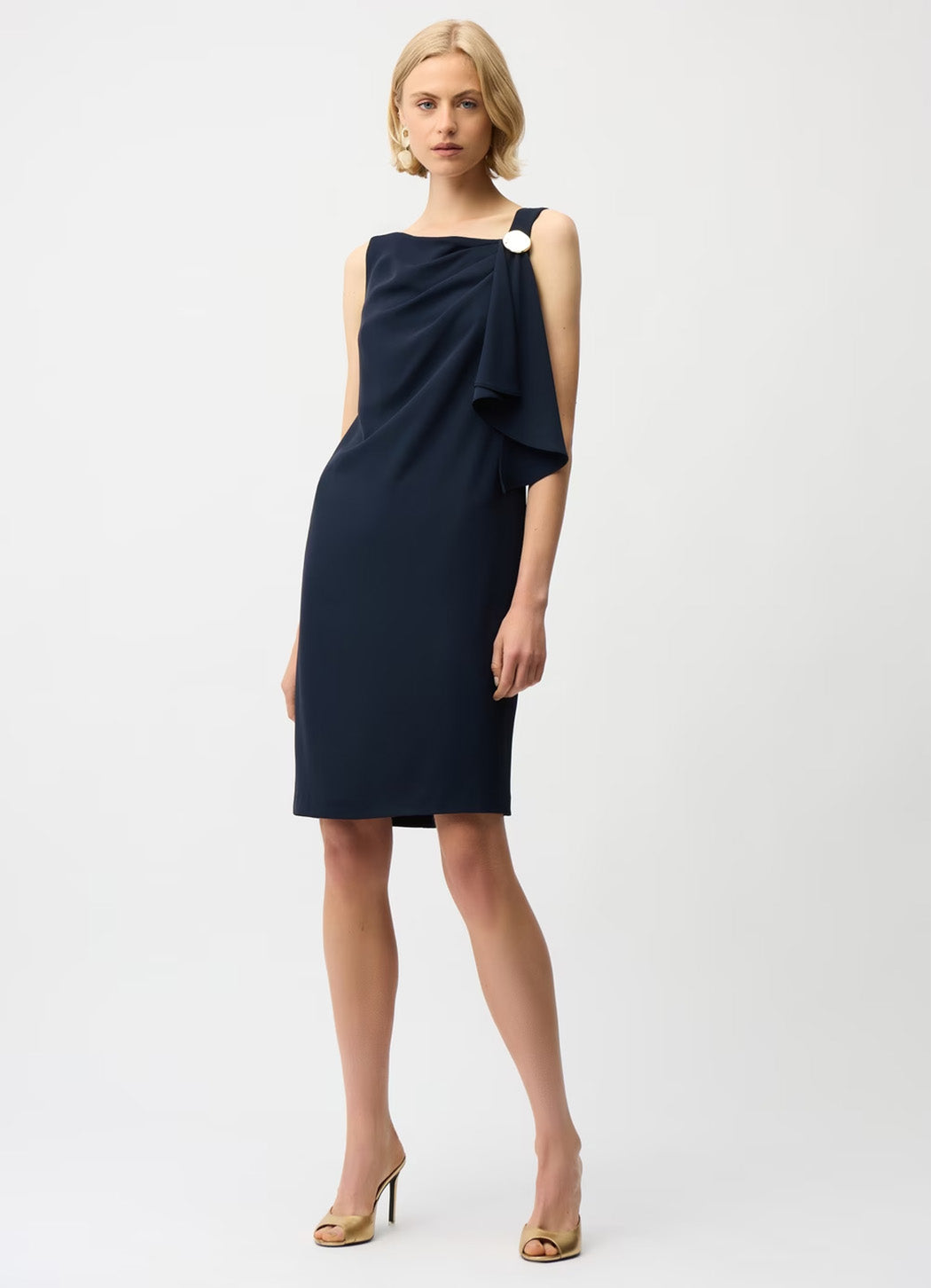 cocktail dresses joseph ribkoff Shift Dress With Asymmetrical Neckline Style 261134 Midnight Blue / 6 Craving a dress that Size:13.5 details:Ruched Light Mauve Dress Modest