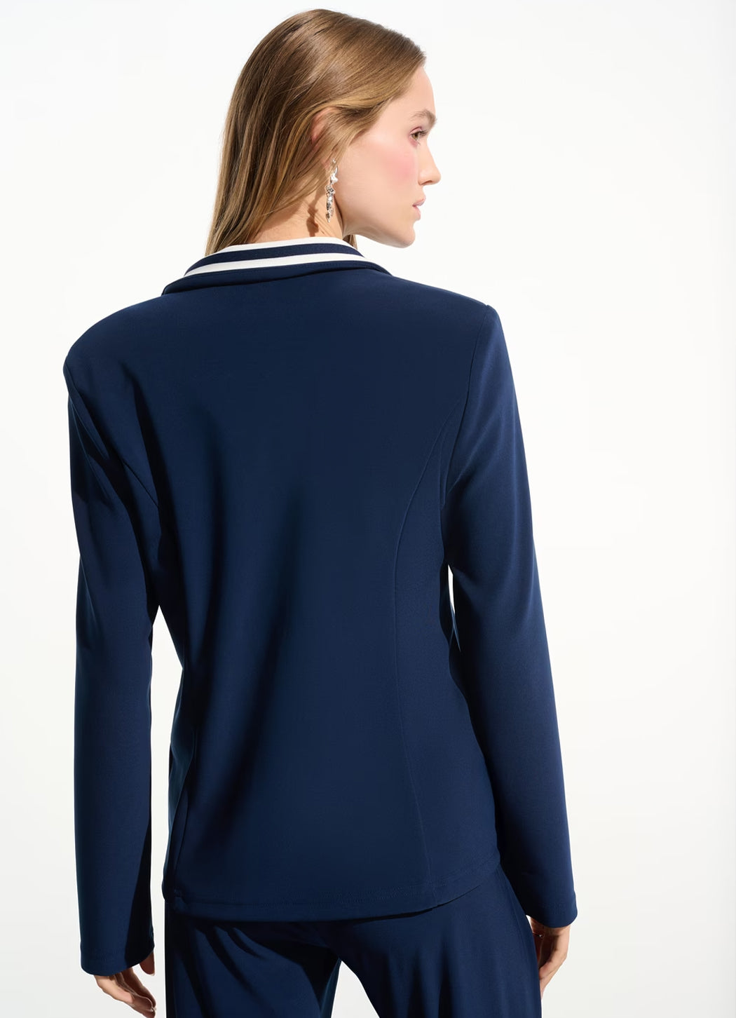 Joseph Ribkoff Silky Knit Fitted Blazer with Stripe Band