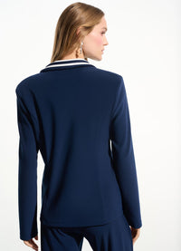 Joseph Ribkoff Silky Knit Fitted Blazer with Stripe Band