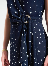 Joseph Ribkoff Polka Dot V-Neck Wrap Dress