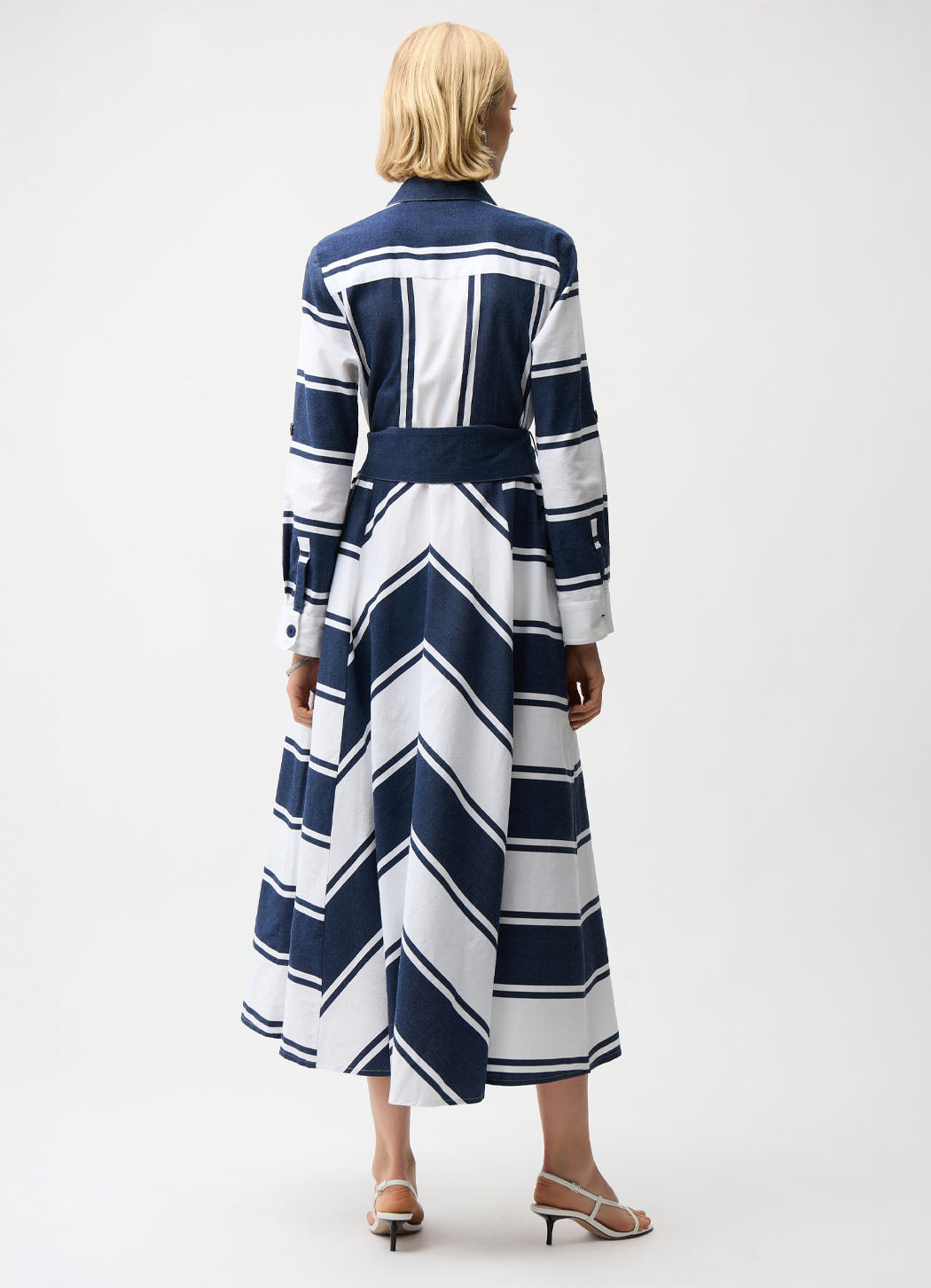 Joseph Ribkoff Fitted Dress With Full Skirt and Tie Belt