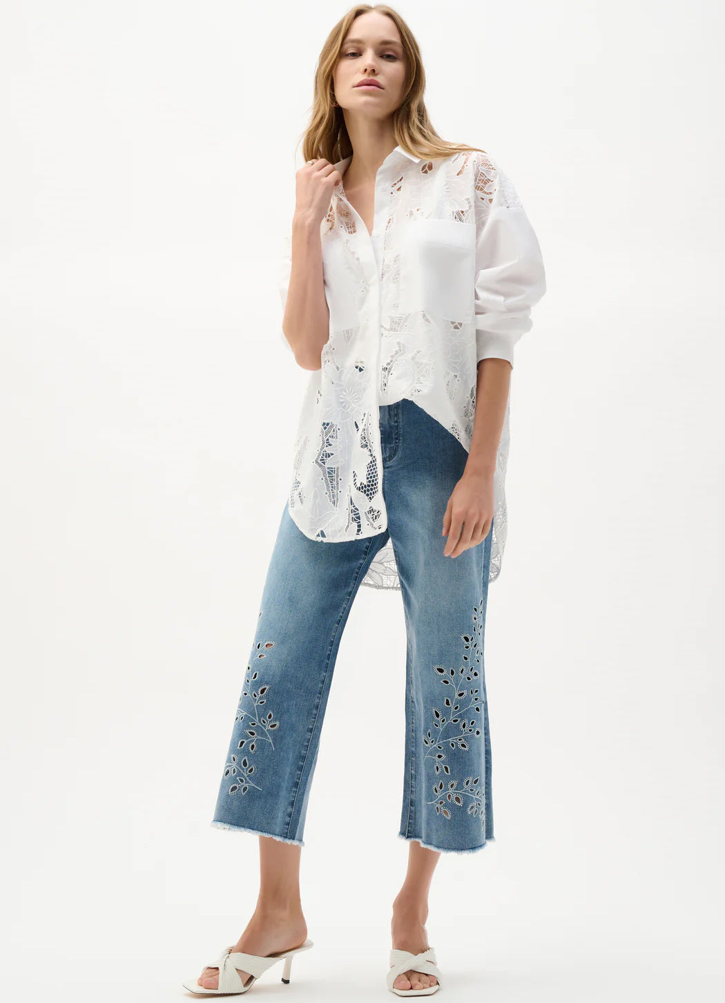 Joseph Ribkoff Floral Lace Button Up