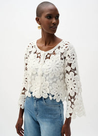 Joseph Ribkoff Crochet Cropped Cardigan
