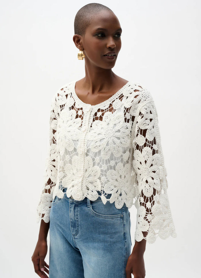 Joseph Ribkoff Crochet Cropped Cardigan