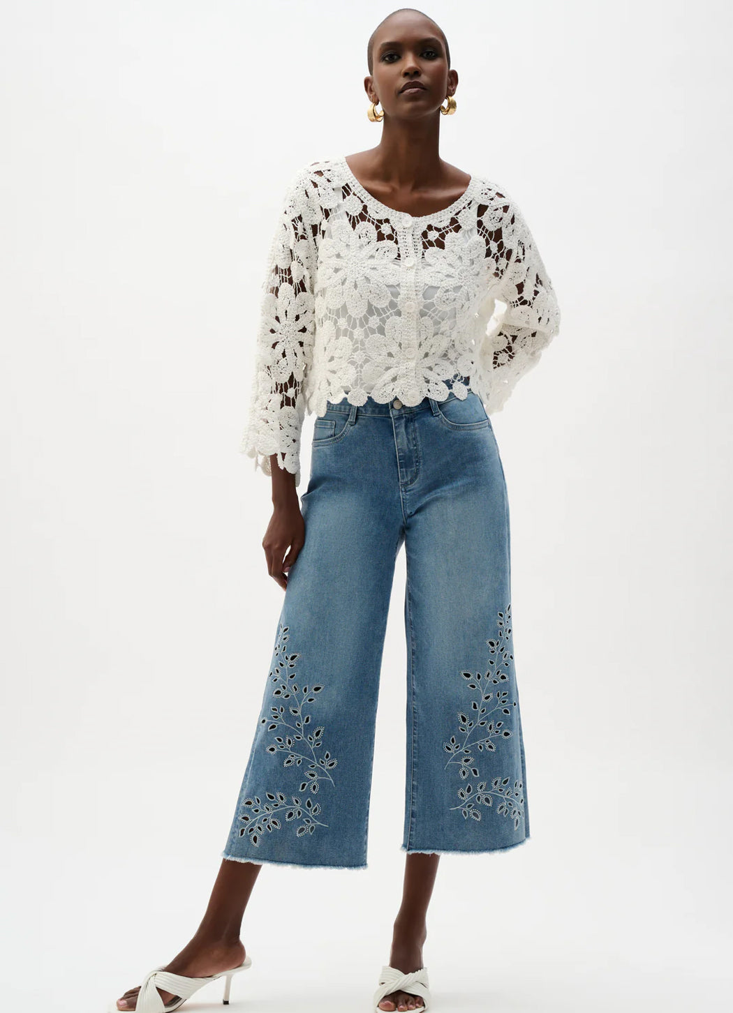 Joseph Ribkoff Crochet Cropped Cardigan