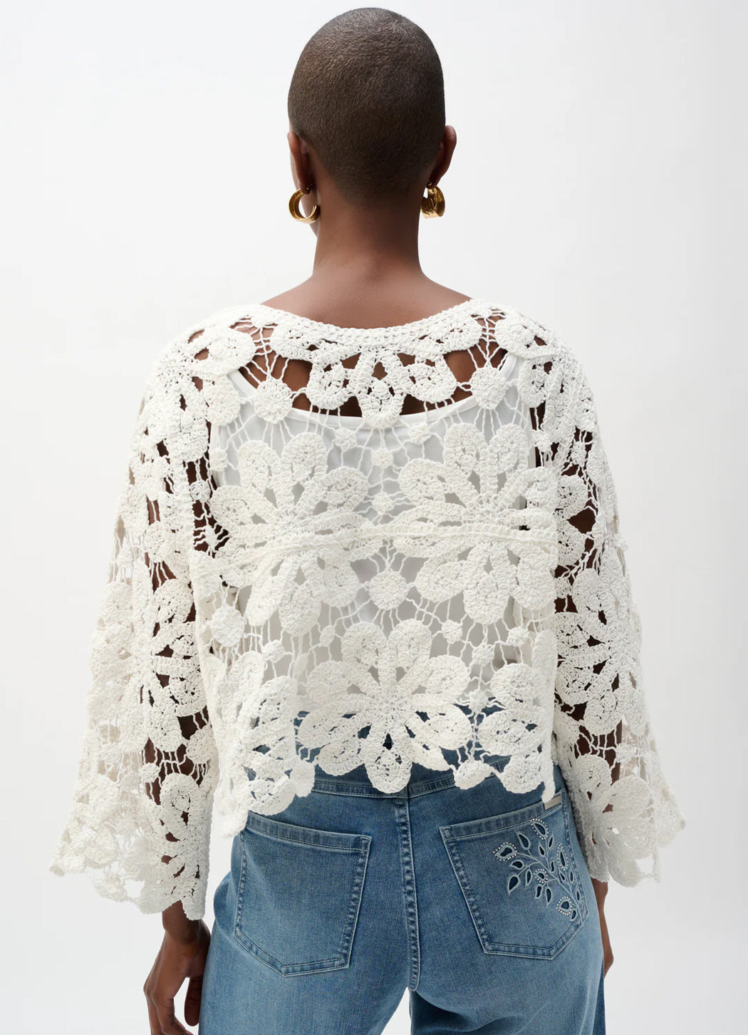 Joseph Ribkoff Crochet Cropped Cardigan