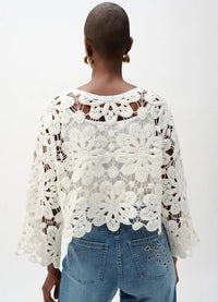 Joseph Ribkoff Crochet Cropped Cardigan