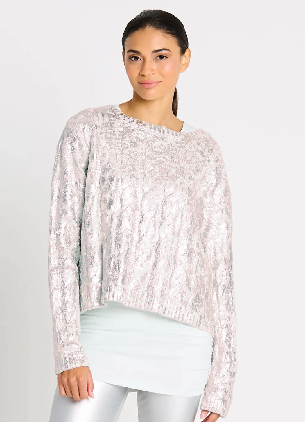 Planet Mini Foil Cable Crewneck Sweater