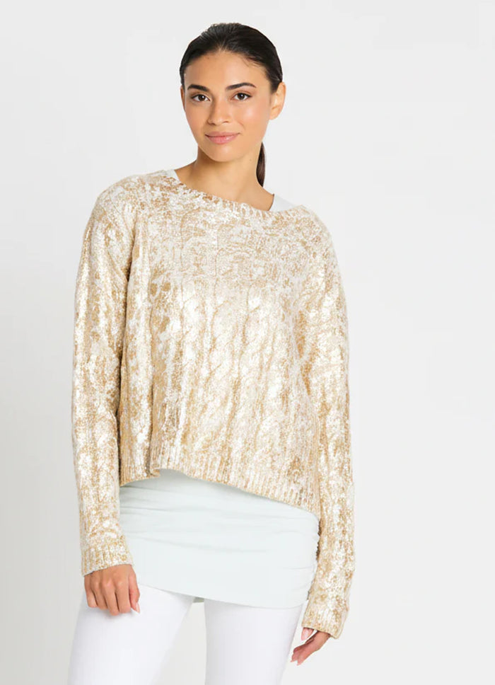 Planet Mini Foil Cable Crewneck Sweater