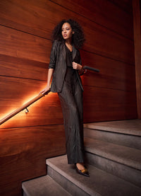 Joseph Ribkoff Pleated Satin Open Blazer