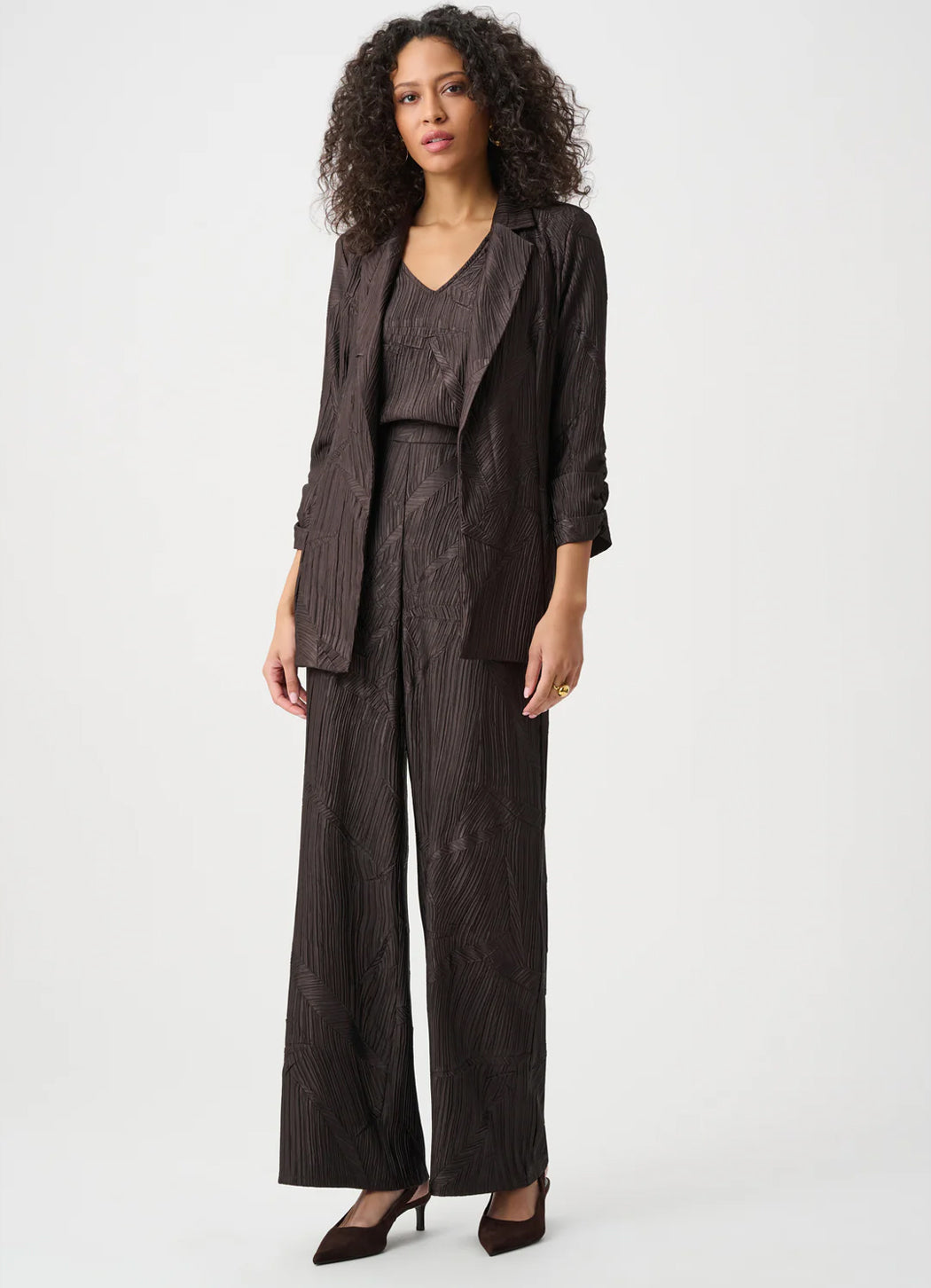 Joseph Ribkoff Pleated Satin Open Blazer