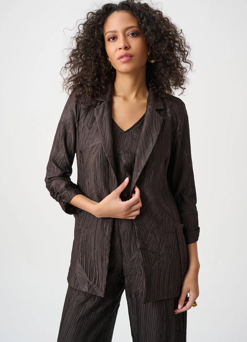Joseph Ribkoff Pleated Satin Open Blazer