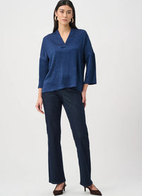 Joseph Ribkoff Crushed Satin Straight V-Neck Top