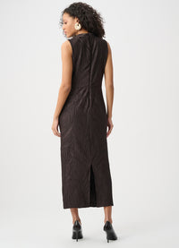Joseph Ribkoff Pleated Satin Sleeveless Midi Dress
