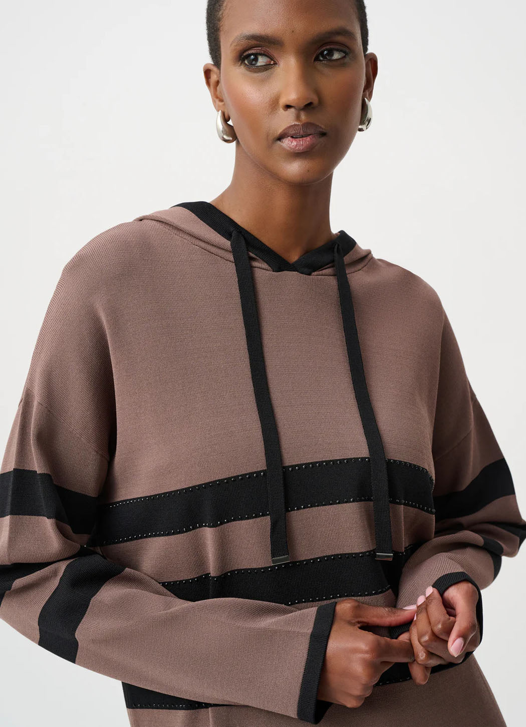 Joseph Ribkoff Striped Hooded Sweater