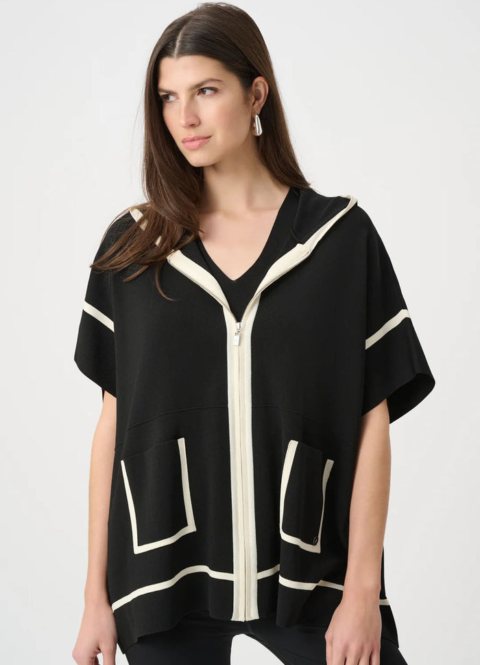 Joseph Ribkoff Hooded Short Sleeve Zipper Jacket