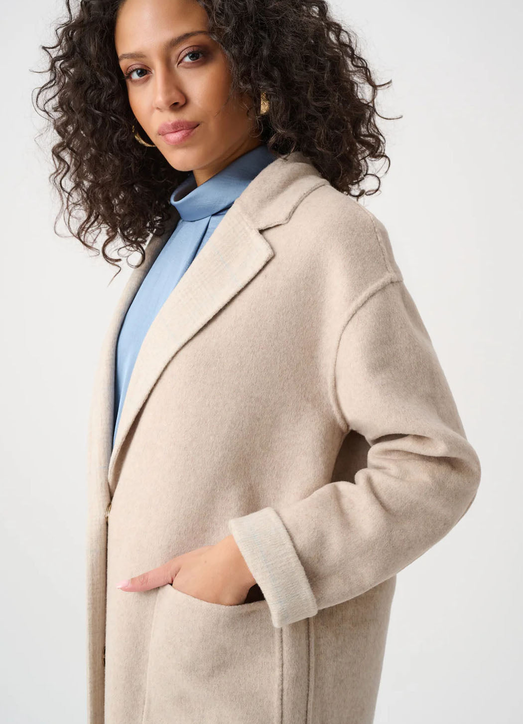 Joseph Ribkoff Wool Blend Plaid Reversible Boxy Coat
