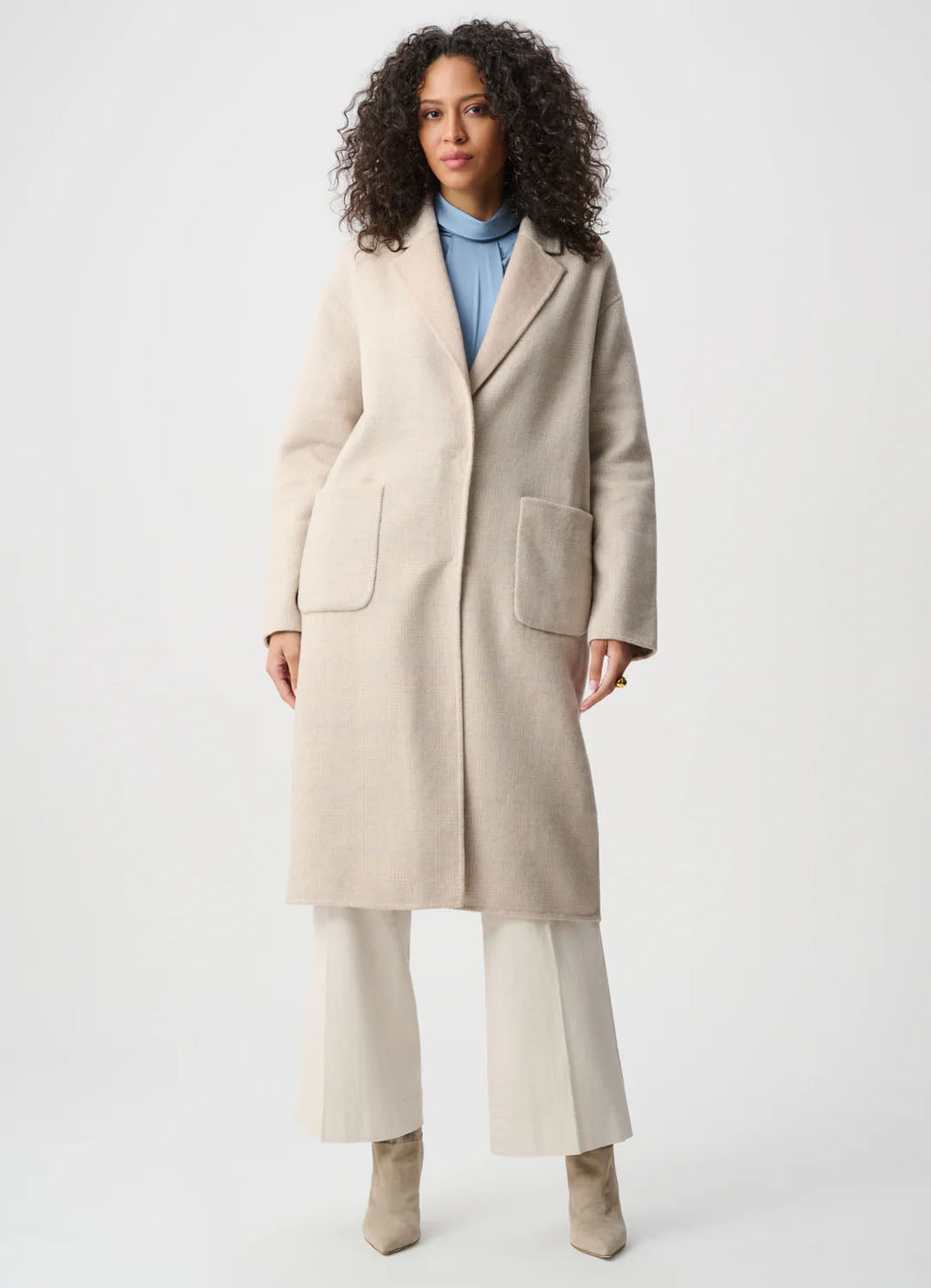 Joseph Ribkoff Wool Blend Plaid Reversible Boxy Coat