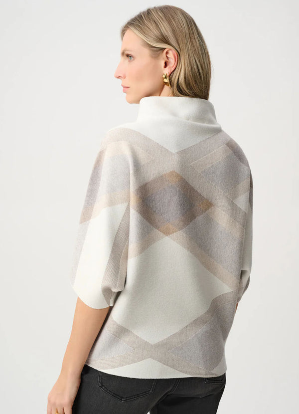 Joseph Ribkoff Brushed Plaid Funnel-Neck Sweater