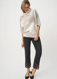 Joseph Ribkoff Brushed Plaid Funnel-Neck Sweater