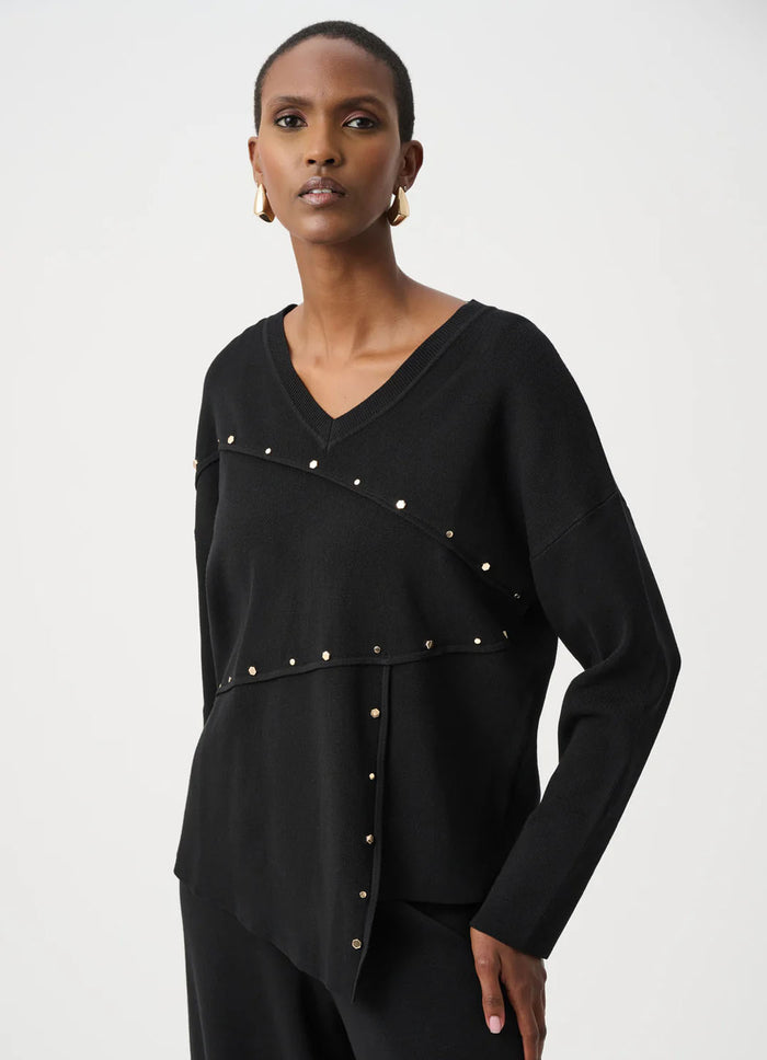 Joseph Ribkoff Asymmetric Sweater With Metal Stud Detail