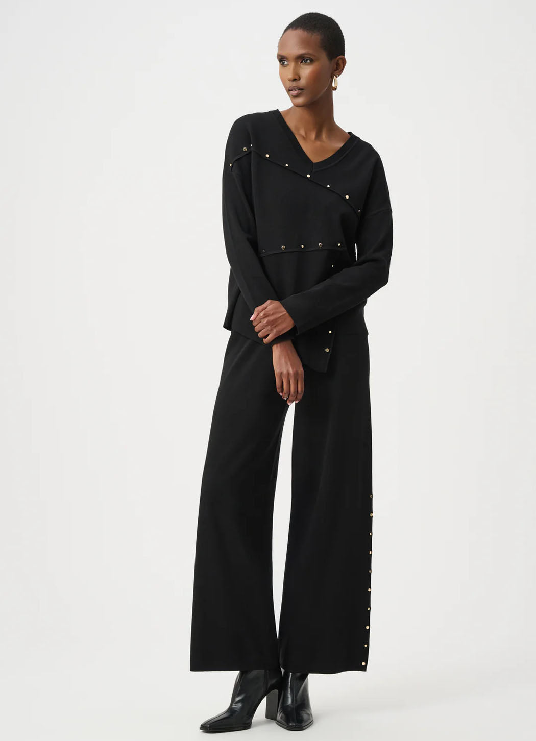 Joseph Ribkoff Asymmetric Sweater With Metal Stud Detail