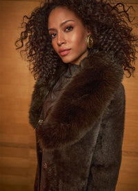 Joseph Ribkoff Open-Front Fur Collar Coat