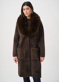 Joseph Ribkoff Open-Front Fur Collar Coat