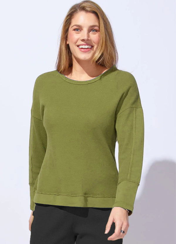 Escape Waffle Knit Boxy Crew Neck