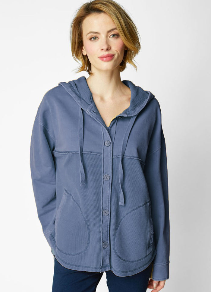 Escape Waffle Knit Mixed Texture Hoodie