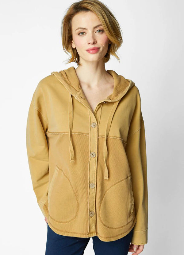 Escape Waffle Knit Mixed Texture Hoodie