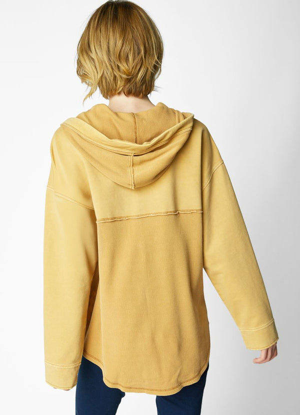 Escape Waffle Knit Mixed Texture Hoodie