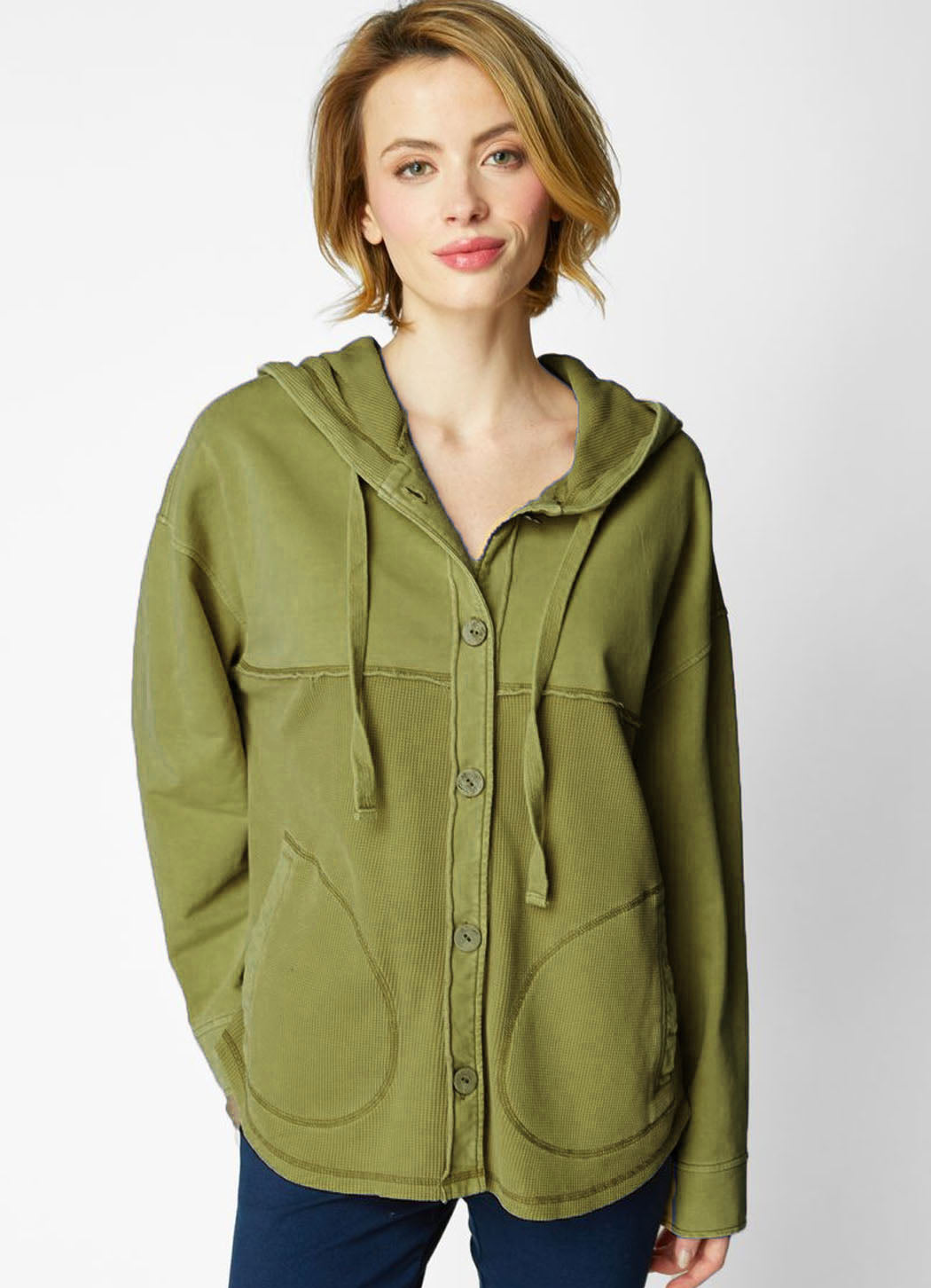 Escape Waffle Knit Mixed Texture Hoodie