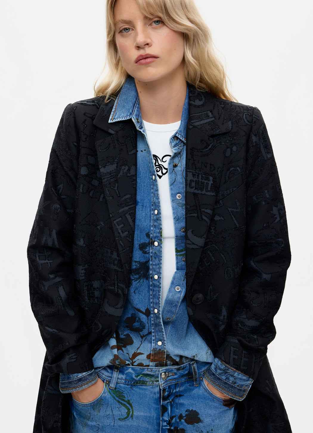 Desigual Straight Jacquard Coat