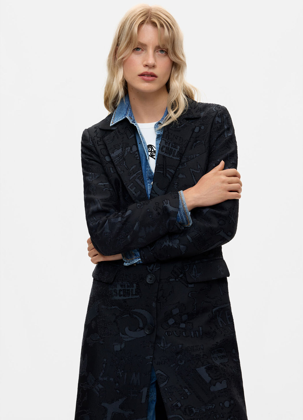 Desigual Straight Jacquard Coat