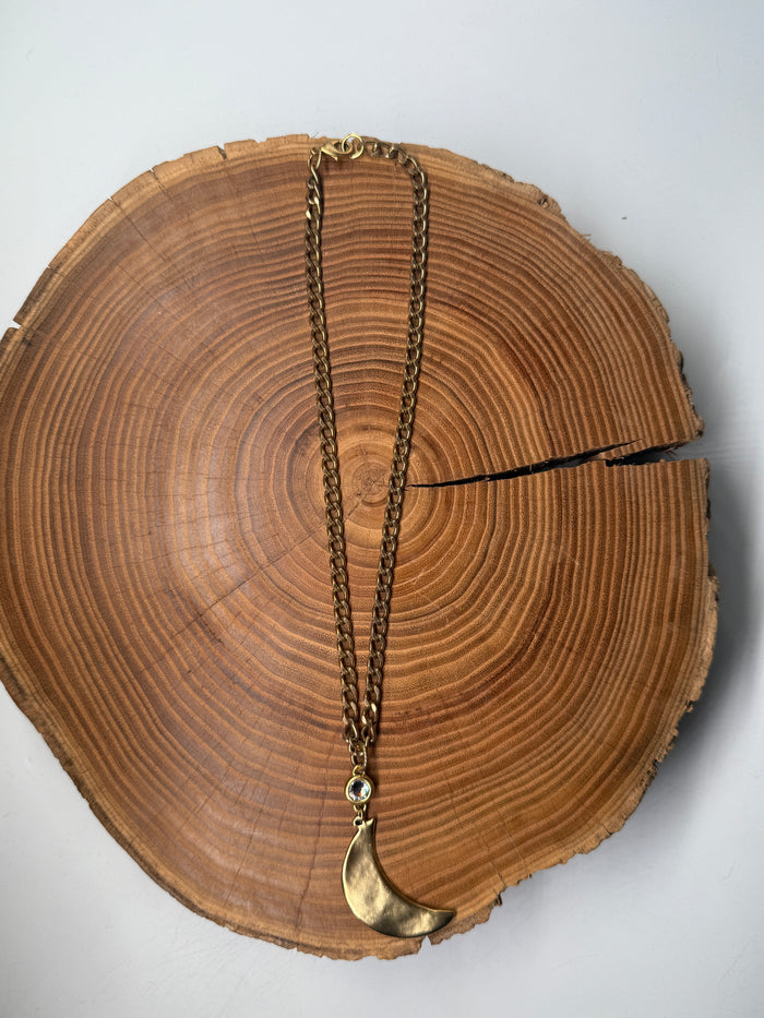 Belle Via Jewelry Hammered Moon Necklace