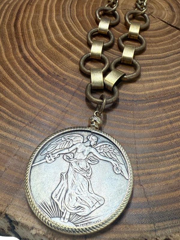Belle Via Jewelry One-Of-A-Kind Vintage French Coin Necklace